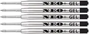 [NEO+] 5 x Black Gel Ink Pen Refills, Long Lasting, Compatible with Parker Ballpoint Pens, Made in Germany, Medium Point, Black Ink