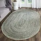 Oval Rug 100% Natural Jute Denim Area Carpet Rustic Look Modern Living Rugs