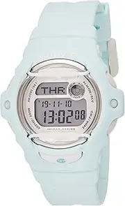 CASIO Women's Baby-G Resin Band Digital Watch, Silver Dial, Green Band