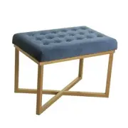 Home Decor | Upholstered Tufted Velvet Ottoman Bench | Ottoman Bench for Blue
