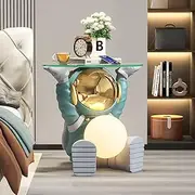Coffee Tables with Tempered Glass Tabletop, Side End Table for Couch, 47 * 47 * 46cm Nesting Tables Night Stand Sofa Table, Hollow Structure (Color : Green)