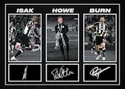 RJR PRINTS Alexander Isak, Dan Burn & Eddie Howe 2024/5 Carabao Cup Signed A4 Montage Autograph Photo Print WIth Pre Printed Signatures Which Would Make A Superb Gift For Any Fan.