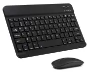 Ultra-Slim Bluetooth Keyboard and Mouse Combo Rechargeable Portable Wireless Keyboard Mouse Set for iPad iPhone iOS Samsung Tablet Phone Android Black