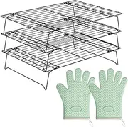 [HPAMR] Baking Cooling Rack Foldable Three-Layer Cooling Rack Cake Cold Drying Rack Collapsible Cooling Rack, Stackable Roasting Cooking Drying Wire Cooling Rack for Cookies, Cake Baking
