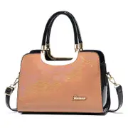 Large Capacity Leather Commuter Handbag - Bright