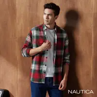 在飛比找momo購物網優惠-【NAUTICA】男裝 跳色格紋舒適長袖襯衫(紅綠)