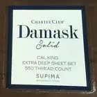 4-pc MOCHA COFFEE Charter Club Solid 550 TC Cotton EXTRA-DEEP Cal King Sheet Set