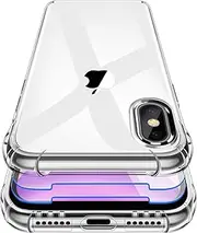 Garegce Case for iPhone Xs/iPhone X, 2 Packs Screen Protector, Clear Shockproof Silicone Bumper Case, Soft TPU Anti-Scratch Protective Cover for iPhone Xs/iPhone X - 5.8 inch - Transparent