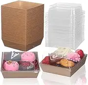 ROSPAKTEK 60Pack Bakery Boxes 4x4x2.55 Inches Charcuterie Boxes with Clear Lids, Classic Style, Food Storage Containers with Clear Lids, Perfect for Dessert, Small Treat, Snack, Gift