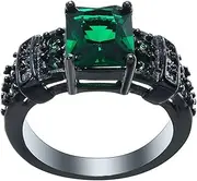 [VPbao] 18K Stainless Steel CZ Cut Cubic Zirconia Promise Rings Green