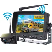 Wireless Solar Magnetic Reverse Backup Camera + 7" Monitor DVR For Truck Caravan