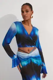 Beach Viscose Georgette Ombre Woven Wrap Top