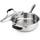18/10 Tri-Ply Stainless Steel Saute Pan with Lid, Helper Handle, Induction Pa...