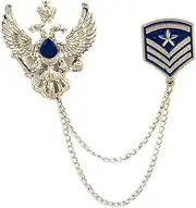 [Knighthood] Eagle With Star Shield Badge And Hanging Tassel Chain Collar Pin Brooch, Suit Stud, Shirt Studs, Lapel Pin Accessories for Men Women