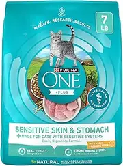 Purina ONE Sensitive Stomach, Sensitive Skin, Natural Dry Cat Food, Sensitive Skin & Stomach Formula - 7 lb. Bag