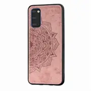 2PC For Galaxy S10E Mandala Embossed Cloth Cover PC + TPU Mobile Phone Case with Magnetic Function and Hand Strap(Pink)