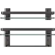 Cubilan Decorative Wall Shelf 15.7"Wx4.9"D Floating Glass Bathroom W/ Towel Bar