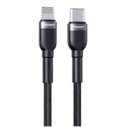 O-Pisen 2m Braided Lightning to USB-C PD Fast Charge Cable Black Supports 3A