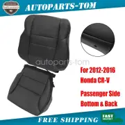 Front Passenger Bottom & Back Seat Cover Black Leather For Honda CR-V 2012-2016