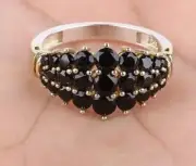1.63CT Round Black Simulated Diamond Cluster Ring 925 Sterling Silver