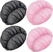 4 Pcs Mesh Sleep Bonnet, Hair Nets Shower Cap for Women with Curly Long Wig Hairs, Night Sleep Shower Cap, Hair Bonnets for Women Sleeping Bathing (Black, Pink)
