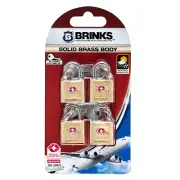 Brinks TSA Solid Brass Travel Padlock, 1/2 inch Shackle, 4 Pack Keyed-Alike
