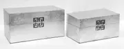 Wood storage boxes in silver 2xpieces