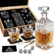 Whiskey Decanter Gift Set for Men with Whiskey Decanter, 2 Twisted Whiskey Gl...