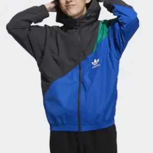 【adidas 愛迪達】外套 男款 風衣外套 連帽外套 運動外套 國際碼 TS WB 黑綠藍 HF5946