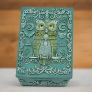 5" wide Green Owl Trinket Box Ornament Home Decor Unique Gift