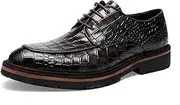 [Mokolife] Men's Crocodile Pattern Leather Dress Shoes Loafers,Formal Business Lace up Shoes for Men