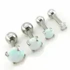 White Opal 18G 6mm 2-5mm Helix Cartilage Earring Rings Ring Surgical Steel NEW