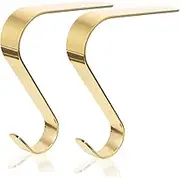 TIDTALEO 2Pcs Christmas Stocking Hooks Decorative Mantel Hangers for Easy Stocking Display Xmas Accessories for Fireplace and Holiday Decor