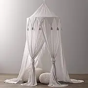 YHNNH, Princess Bed Canopy Round Dome Play Tent Bed Canopies with Tassel for Bedroom Nursery Decoration(Gray)