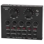 V8 Sound Card Audio Set Interface External Usb Live Microphone Sound Card Bluetooth Function for Co black