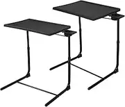 Sandinrayli Adjustable TV Tray,TV Trays Table for Eating on Bed & Sofa,Folding Laptop Table with 6 Height and 3 Tilt Angles,Set of 2