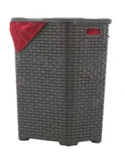 Superio Laundry Hamper Basket With Easy Open Lid 60 Liter Brown, Large Wicker...