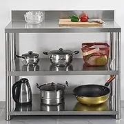YUGXTH Stainless Steel Prep Table, Heavy Duty Food Prep Worktable, Commercial Kitchen Catering Table with Backsplash, Stainless Steel Work Table for Kitchen Prep Work(100cm/39.3in)