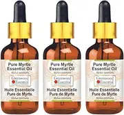 Greenwood Essential Pure Myrtle Essential Oil (Myrtus communis) with Glass Dropper Steam Distilled for Personal Care (Pack of Three) 100ml X 3 (10oz)