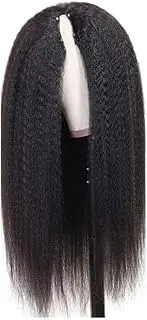 Kinky Straight V Part Wig Human Hair No Leave Out U Part Brazilian Yaki Straight Remy Hair Wigs For Women(250 Density,26inch)