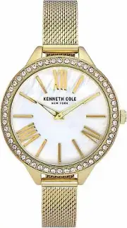 Kenneth cole KC50939004 Women's Gold Crystalized Gold Mesh Band Watch