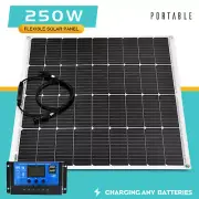 250W 12V Flexible Solar Panel Kit Generator Camping Power Charger 10A Regulator
