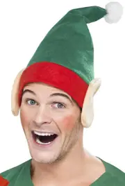 Festive Elf Red and Green Christmas Hat