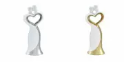 Bride and Groom Wedding Cake Topper With White or Gold Accent