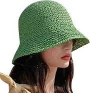[Generic] Beach Hats for Women Foldable Straw Hats Summer Vacation Hat Wide Brim Sun Cap Floppy Sunhats with UV Protection