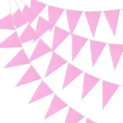 60 Pcs Pennant Banners Flags 100ft String Hanging Triangle Bunting Pink