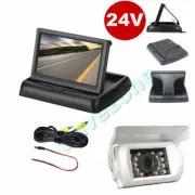 4.3" LCD Foldable Monitor Car Rear View Kit +White Reversing Camera 12V-24V 10m