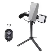 Mobile Phone Video Vlog Recording Set Tripod+LED Light+Microphone+Remote Control