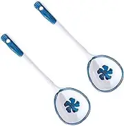 Spoons Dessert Spoons Ceramic Coffee Spoons Set of 2 Long Handle Stirring Spoons Ceramic Spoon for Dessert, Coffee, Ice Cream, Cereal Tiny Spoon(Color:Blue)
