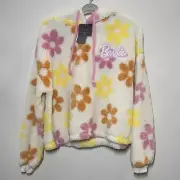 Women's Barbie Graphic Faux-Fur Jacket - Grayson Threads Off-White Floral L